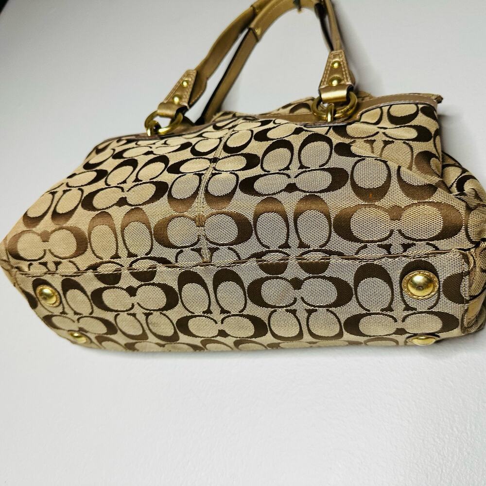 COACH Women's Brown Penelope Signature Leather Duffle Hobo Shoulder Handbag - Picture 11 of 11
